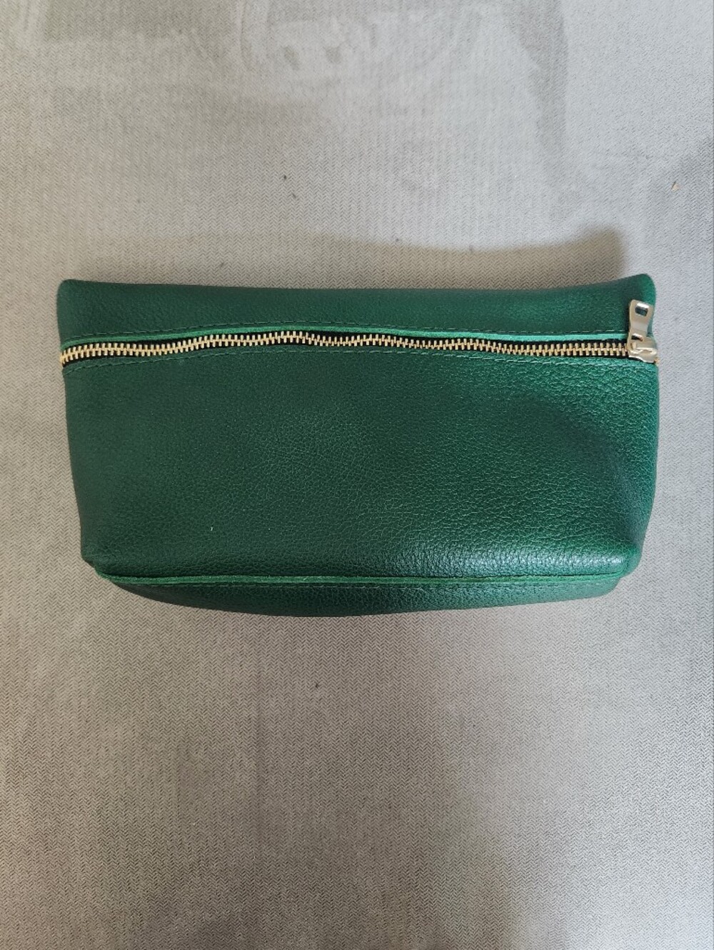 Portland Leather Emerald Green Leather Zip Cosmetic Pouch